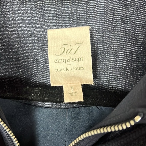 Cinq A Sept Jess Topstitched Denim Hooded Combo Jacket - Picture 4 of 7